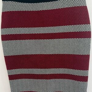 Elle Red and Black Chevron Stripe Pencil Skirt